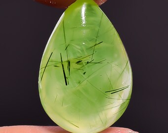 23.7 Ct. Natural Prehnite Pear Cabochon Loose Gemstone 24X16X8 mm HB-1433