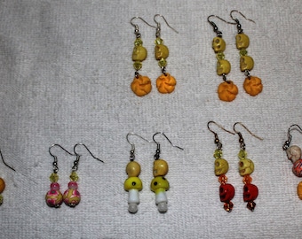 Day of the Dead Skull Earrings Yellows