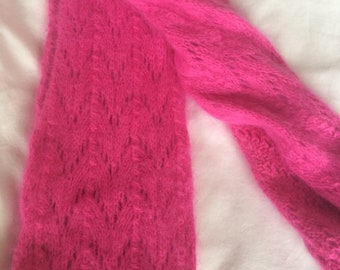 Super-Soft Pink Angora Scarf