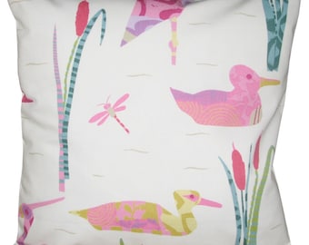 Sanderson Calico Ducks Pink & Lilac Cushion Cover