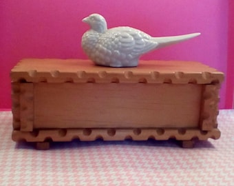 Vintage Carved Wooden Box with Lid