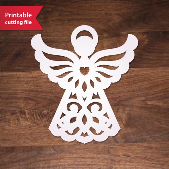 Cricut Silhouette Angel Template vector. Laser cut vector SVG