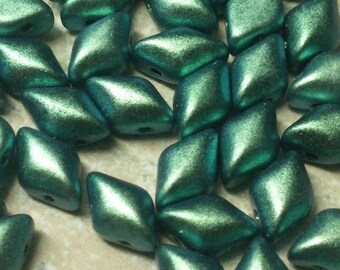 GemDuo Polychrome Mint Chocolate, 2-Hole Matubo Czech beads 8x5mm, 94104 10 grams