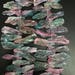 43pcs,Top drilled Pink Green Titanium Natural Rock Quartz Irregular Point Nugget,Double color Rough Crystals Graduated Stick bead Pendants