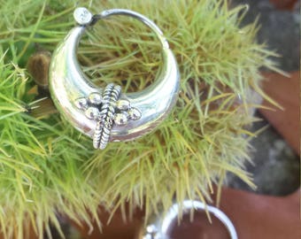 Sterling Silver 925 Chunky Tribal Hoop Earrings - Tribal Hoop Earrings, Boho Earrings, Gypsy Hoops, Punk Earrings, Ethnic Earrings SL3