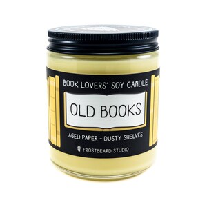 Old Books - 8 oz Book Lover's Soy Candle - Book Candle - Book Lover Gift - Scented Soy Candle - Frostbeard Studio