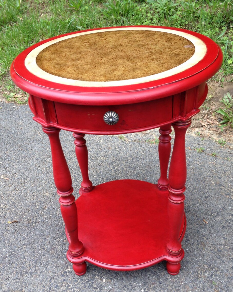 SOLD Vintage Bombay Side Table Chalk Painted Emperors Silk