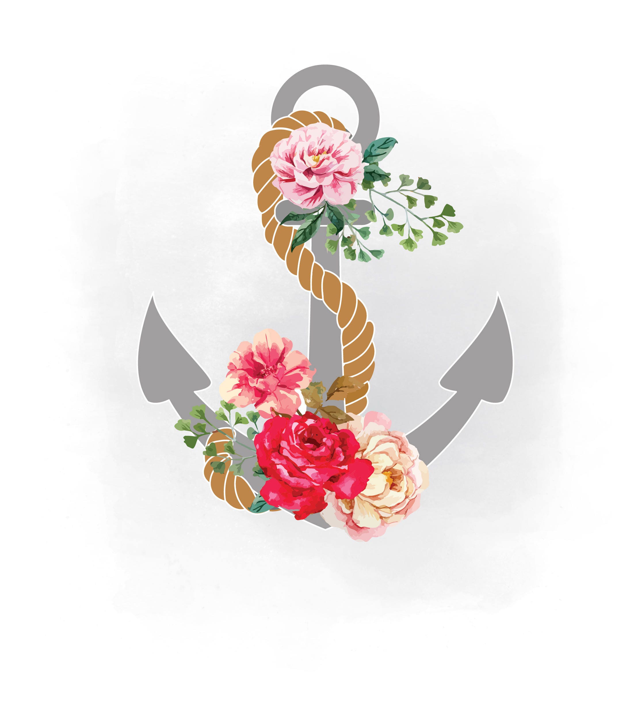 Download Watercolor floral Anchor SVG clipart bohemian flowers svg