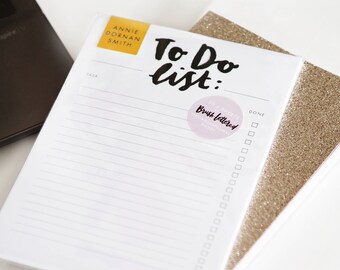 To-Do List Notepad | Brush Lettered Notepad | A5 Desk Planner | Monochrome Desk Pad | Minimal Desk Pad | A5 To Do List Productivity Planner