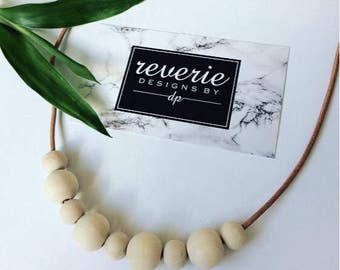 Natural wooden bead necklace