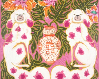 Staffordshire Dogs in Hot Pink and Orange by Paige Gemmel