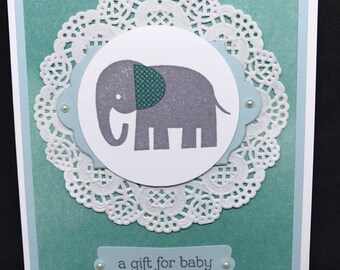 Baby Shower card, New Baby card, elephant baby card, handmade card