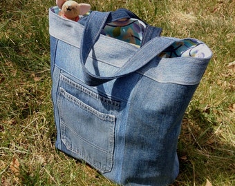Recycled Denim Tote with Attractive Lining