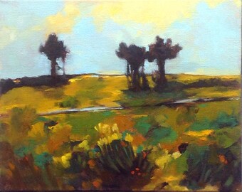 STILL STANDING, oil painting landscape painting, original oil, 100% charity donation, stretched canvas 8x10 ,