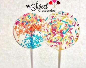 Confetti Lollipops- Hard Candy Lollipops- Birthday Lollipops- Candy Buffet Lollipops- Sprinkle Mix Lollipops- Party Favors- Bridal Shower
