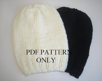 Easy knit beanie pdf pattern,Knit hat pattern, Beanie pattern ,Pdf pattern for knit slouchy beanie ,easy slouchy beanie pattern