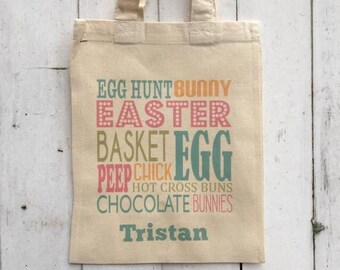 Personalised Easter Egg Hunt Bag | Easter Bag | Spring Colours | Easter Bag | Pastel Colours | Tote Bag | Easter Gift Bag | Easter Treat Bag