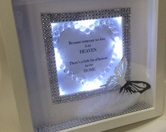 Keepsake light Box Frame because someone we love is in heaven / home