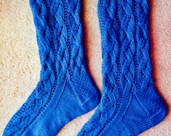 Hand Knit Womens Large/XL Cashmere-Wool Blend Socks (S-252)