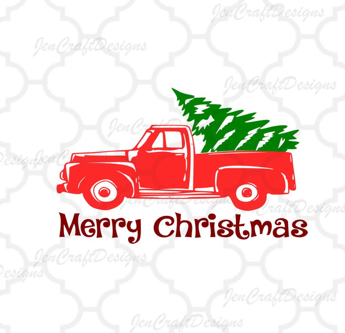 Red Christmas Truck, svg, cut file, Antique, vector, tree ...