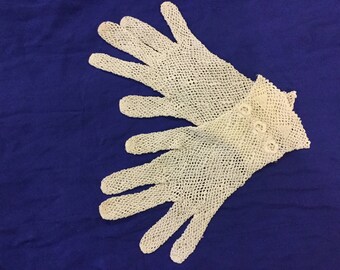 Vintage Hand Crochet Lace Gloves