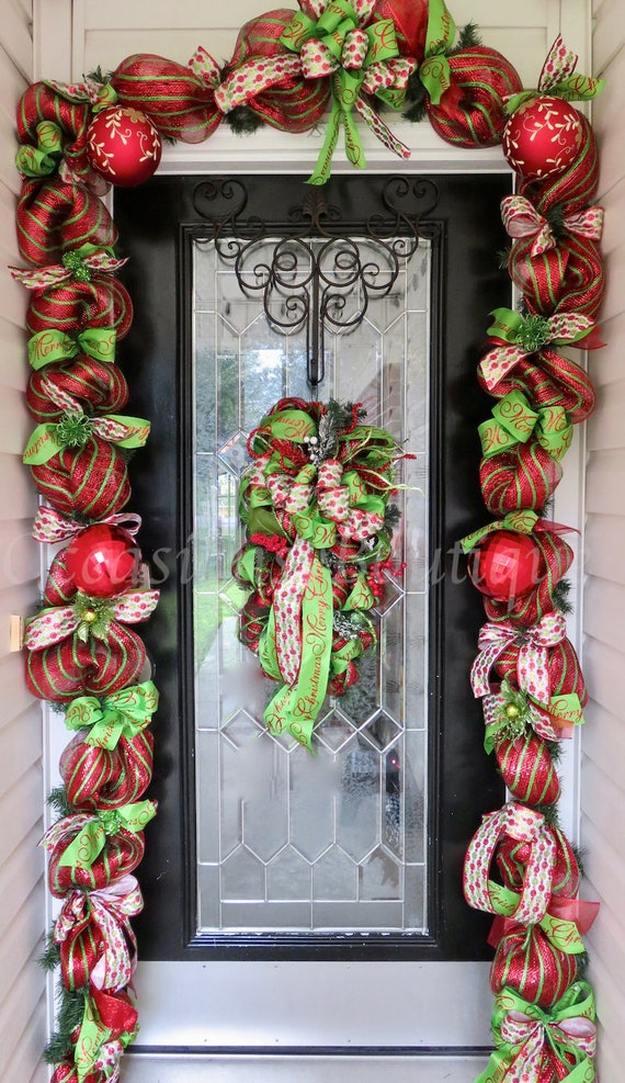 Christmas Wreath with Matching Garland Christmas Decor Door