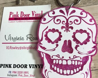 Glitter Sugar Skull Keychain