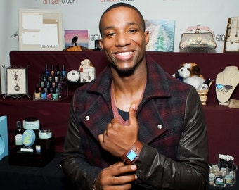 Seen at GBK's 2015 Golden Globes Celebrity Gift Lounge, Blue Butterfly on Leather Cuff