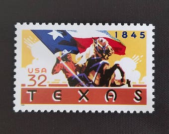 Five (5) vintage unused postage stamps - Republic of Texas // 32 cent stamps // Face value 1.60
