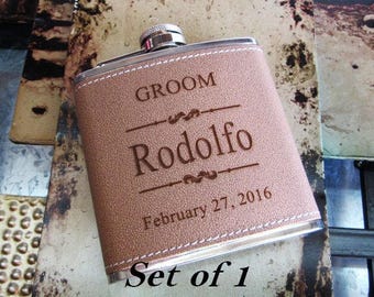 Personalized Flask, Engraved Hip Flask, Custom Leather Flask, Groomsmen Flask, Groomsman Gift, Groomsmen Gift, Flask for Men, Gift for Him