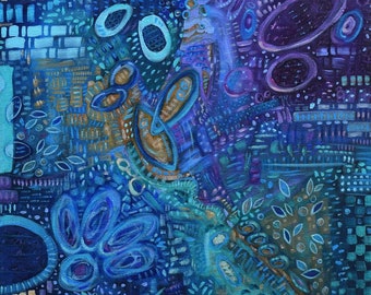 Blue and Purple Abstract Painting, Blue Abstract, Blue Painting, Blue Painting wall art, Painting on Canvas, Original Painting, Dana Marie