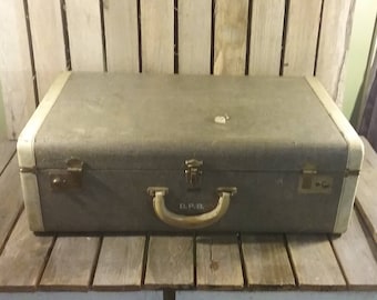 Vintage Lido Suitcase With Key, Large Tweed Suitcase, Vintage Tweed Suitcase, Old Luggage, Vintage Lido Luggage