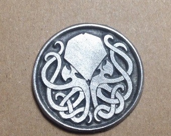 Cthulhu coin classic and inverse, aged pewter finish D2
