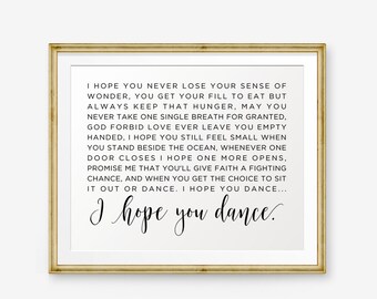 I Hope You Dance Lyrics Printable, I Hope You Dance Lyrics, Song Lyrics art, Dancing theme, Home Decor, nursery Decor, Retro printable