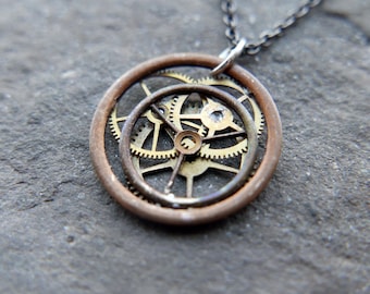Gear Pendant "Haedus" Necklace Recycled Mechanical Watch Parts Intricate Sculpture Wearable Art Steampunk Assembly Gershenson