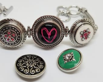 Snap chunk interchangeable bracelet with 5 snaps