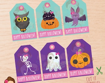 Halloween, Halloween tags, Halloween favor tags, Halloween treat tags, Halloween party, Halloween girls tags, Halloween girls, Girl tags