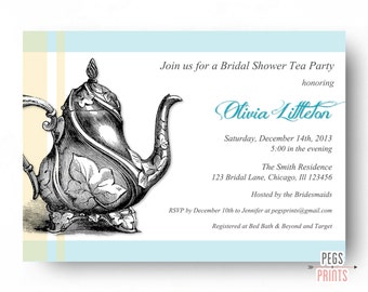 Bridal Shower Tea Party Invitation (Printable) Bridal Tea Party Invitation - Bridal Tea Invitation - Tea Party Bridal Shower Invitation