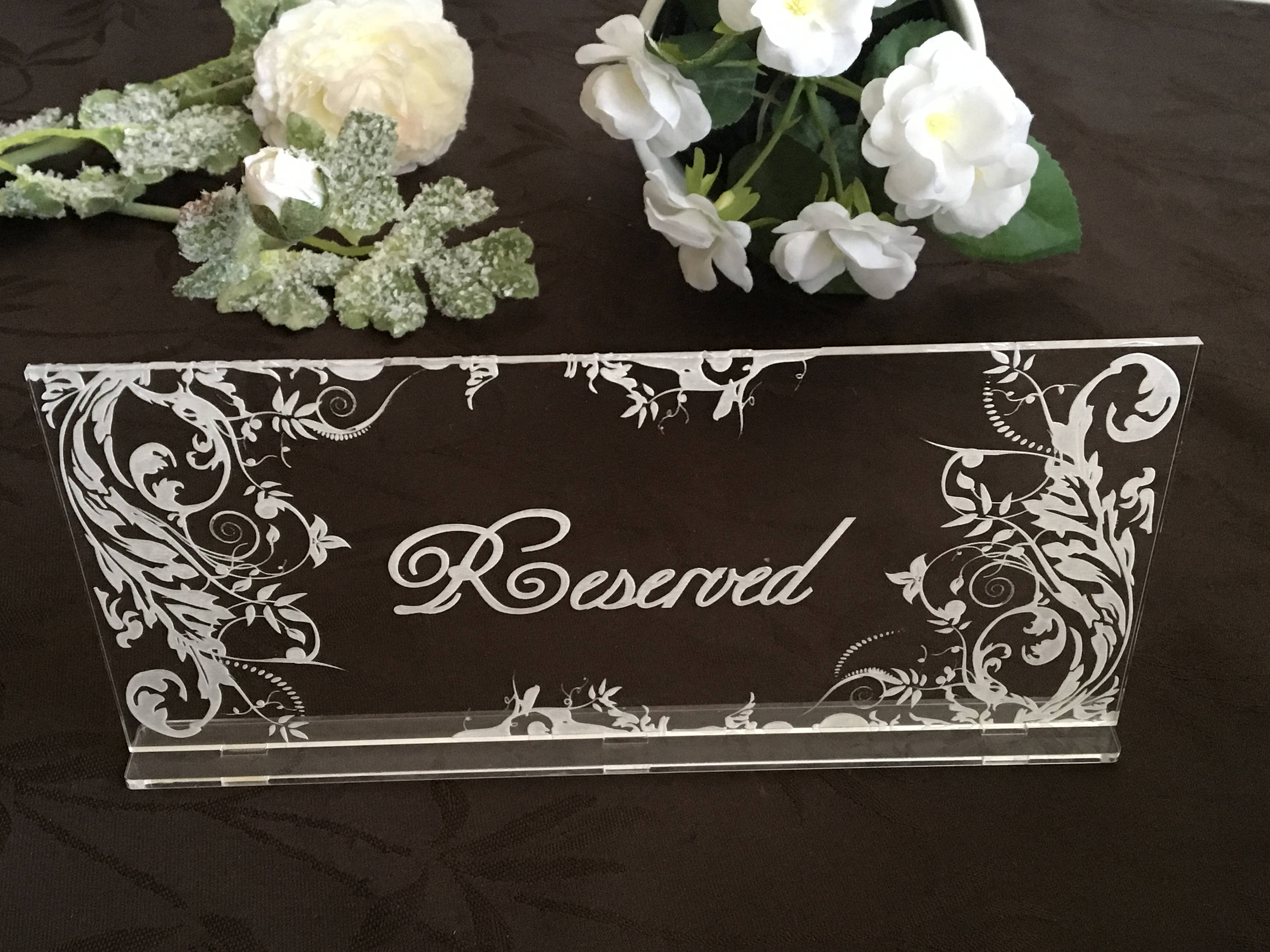 Reserved Signs Engraved Table Sign Clear Acrylic Reserved