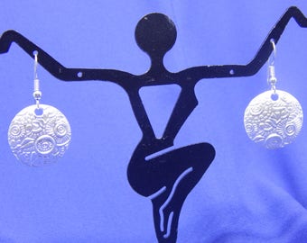 Hand textured Fine Silver Earrings