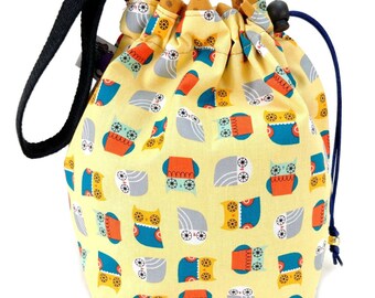 Sock Bag - Small Knitting Crochet Project Bag - Owl Bring My Yarn