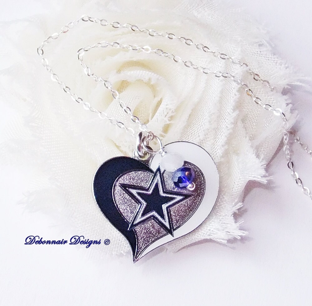 Dallas Cowboys Necklace Cowboys Heart Charm Necklace Women