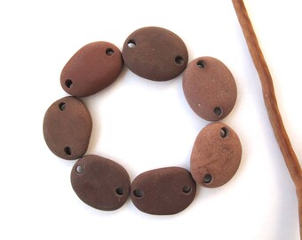 Rock Connectors Beach Stone Beads Mediterranean Beach Pebble River Rock DIY Jewelry Drilled Natural Stones TERRA LINKS 24-26 mm