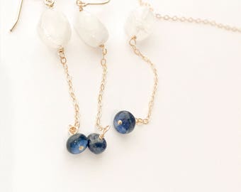 Moonstone Necklace Set Kyanite Necklace Set Moonstone Earrings Moonstone Layering Necklace Dainty Boho Necklace Healing Minimalist Necklace