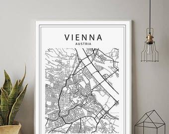 vienna map print maps print minimalist wall art printable art instant download austria map black and white map wien vienna city map