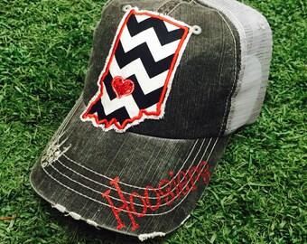 University of Indiana Hoosiers State Baseball Bling Ladies Womens Trucker Hat