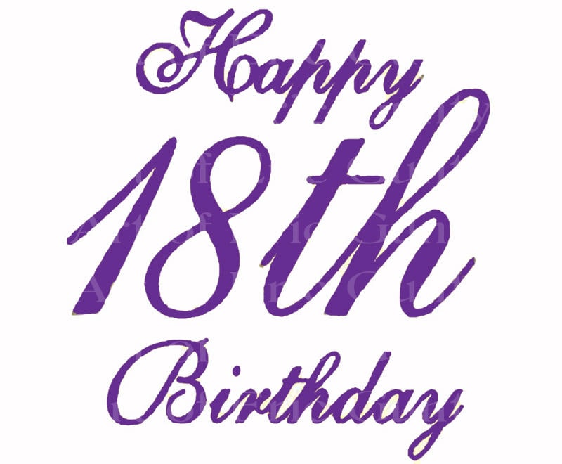 Purple Happy 18th Birthday Edible Cake and Cupcake Topper