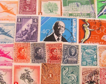 Libertad o Muerte 50 Vintage Uruguayan Postage Stamps Oriental Republic of Uruguay Latin Love South America Montevideo Worldwide Philately