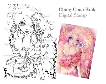 Crimson Dream- Digital Stamp Instant Download / Fantasy Art by Ching-Chou Kuik