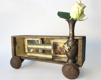 Antique Shadowbox Assemblage with Poetry, William Blake Poetry Art, Poetry Assemblage Art Box